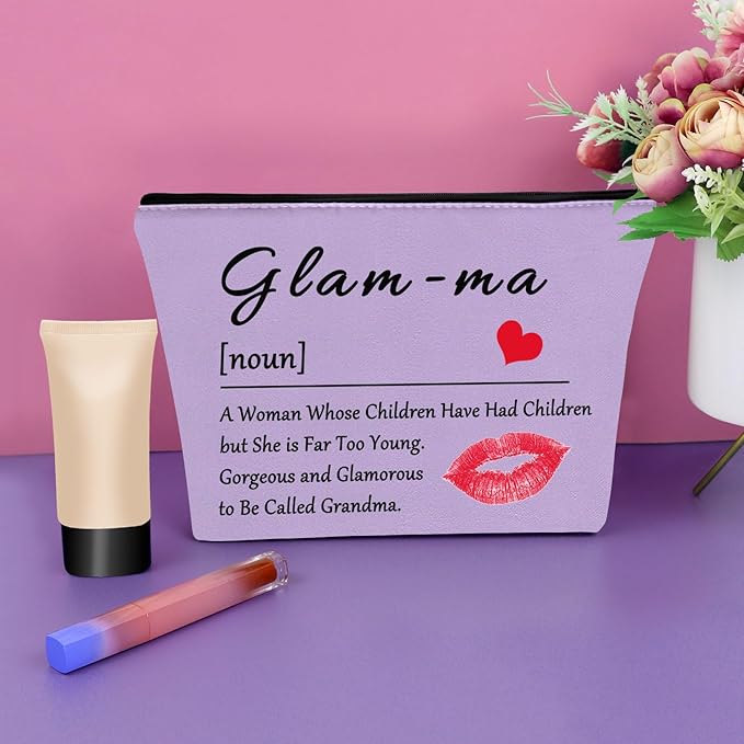 Sazuwu Grandma Makeup Bag Purple Gifts for New Grandma Grandmother Grandma to Be Cosmetic Bag Mothers Day Birthday Travel Pouch