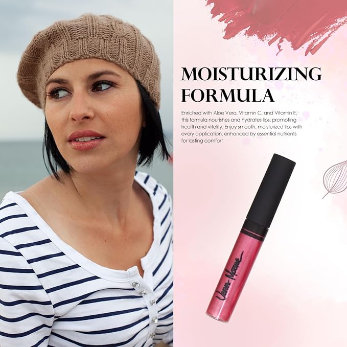 Lip Gloss, Moisturizing Lip Color with Shimmer for Long Lasting Shine, Lightweight Lip Stain, Non-Sticky Lip Gloss with Aloe Vera, W/Vitamin C, E (Electric Pink)