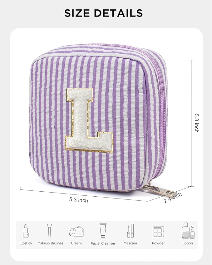 Monogram Cute Cosmetic Bag Travel Bag - Large Makeup Bag Make Up Bag Cosmetic Bag Personalized Daughter Sister Gifts for Women Her Bridesmaid Gift Preppy Makeup Bag Gifts