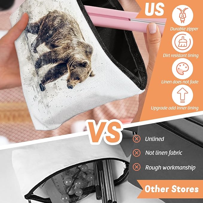Makeup Bag Travel Cosmetic Bags Small Makeup Case Waterproof Zipper Pouch for Women Girls 7X9inches - Bear'S Journey in A Misty Watercolor Landscape