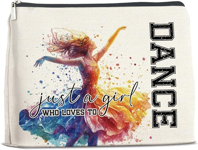 Makeup Bag Dance Lovers Gifts for Women Dancer Teacher, Just a Girl Who Loves Dance Cosmetic Bag Zipper Makeup Pouch