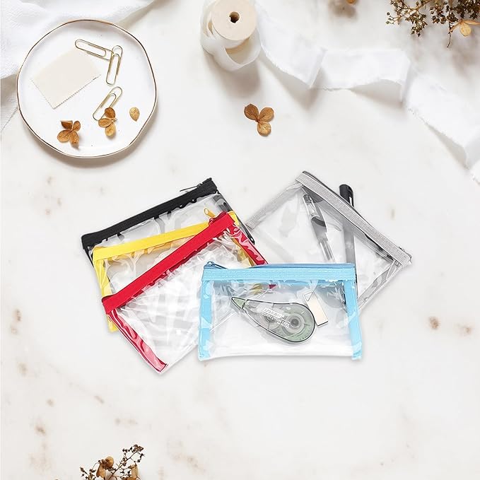 5 Pcs Small Clear Makeup Bag,Mini Clear Makeup Pouch Plastic Zipper For Purse Small Waterproof Pouch Storage For Cosmetics Jewelry And Essentials 5 Colors 6.3x3.5in