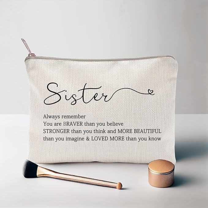 LICOBG Sister Birthday Gift Makeup Case Self-Worth Cosmetic Bag Positive Affirmation Toiletry Bag Gift Motivation Quotes Sister Gift