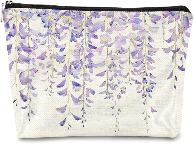 Watercolor Lavender Flowers Makeup Bag,Spring Summer Flower Cosmetic Bag Best Gift Idea for Teen Girls Women,Birthday Christmas Gifts for Girls Women Daughter Sister
