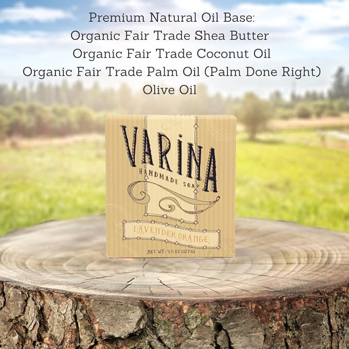 Organic Lavender Orange Bar Soap - Gentle Cleansing for Sensitive Skin, Herbal and Mint - 3 Pack