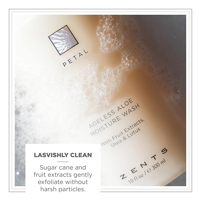 Zents Hand & Body Wash (Petal Fragrance) | Hydrating Anti-Aging Cleanser with Organic Shea Butter & Aloe for Dry Skin | Gentle & Nourishing | 10 fl oz