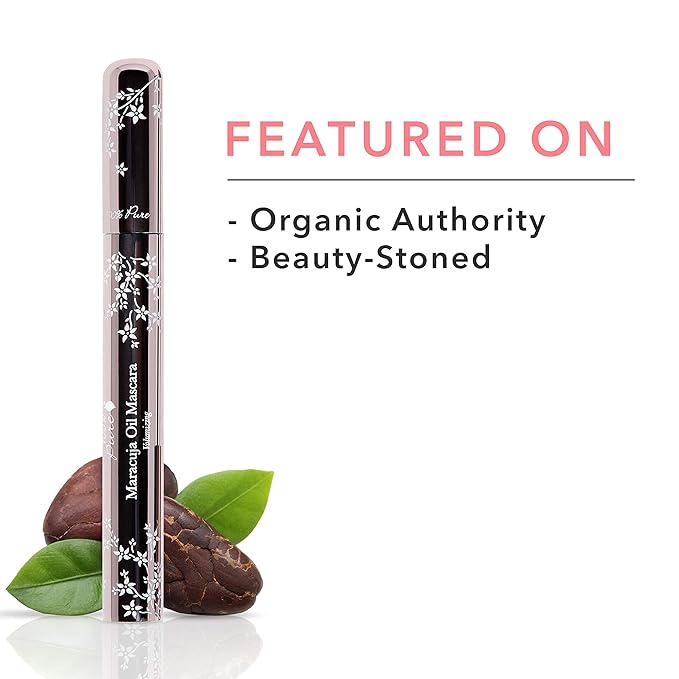 100% PURE Maracuja Oil Mascara Dramatic Intense Volume & Length Natural Fruit Pigmented Voluminous Eyelash Makeup No Clumping, Smudging or Flaking - Vegan, Blackberry Color - 0.35 oz
