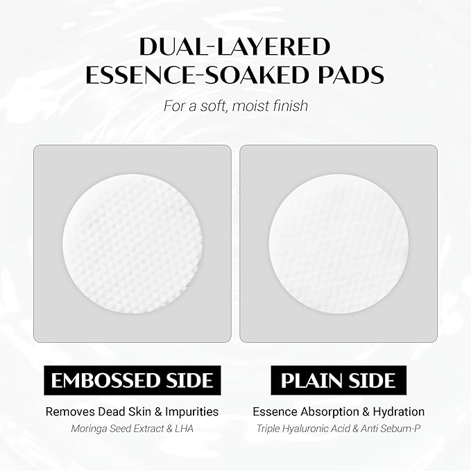 DAERA Glow-Fit Serum Pad, Dual-Sided Exfoliating & Hydrating Toner Pads for Pore Care and Dead Skin Removal with Moringa Seed & Hyaluronic Acid for Sensitive Skin, 60 Pads (190g, 6.70 fl. oz)
