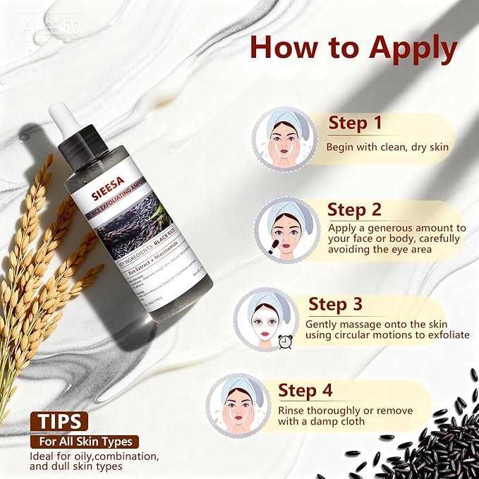 Peel Shot Glow Black Rice Peeling Ampoule, Rice Extract Exfoliating Serum Dead Skin Care for Face and Body Scrub, Gentle Skincare, Pore Refiner & Deep Hydration for All Skin Types（80ML/2.71 Fl Oz）
