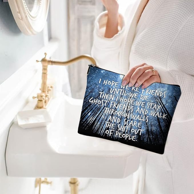 Cute Makeup Bag for Purse Canvas Waterproof Funny Cosmetic Bags for Women Zipper Travel Toiletry Pouch-Friend Gifts Makeup Bags