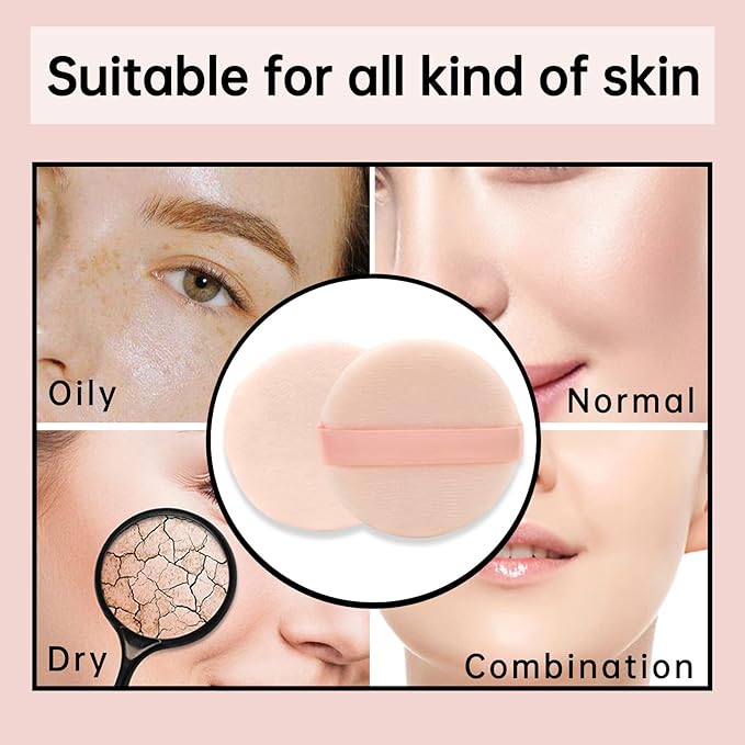 4 Pieces Cotton Powder Puff, Soft Makeup Puff for Loose Powder Foundation, Face Puff Pads Body Cosmetic Foundation (Nude, 3.15 Inch)