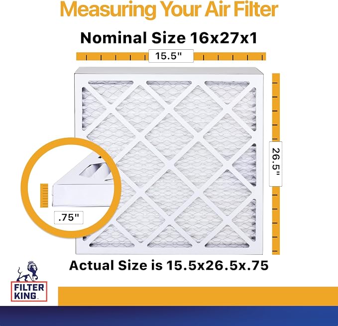 Filter King 16x27x1 Air Filter | 6-PACK | MERV 13 HVAC Pleated A/C Furnace - Image 2
