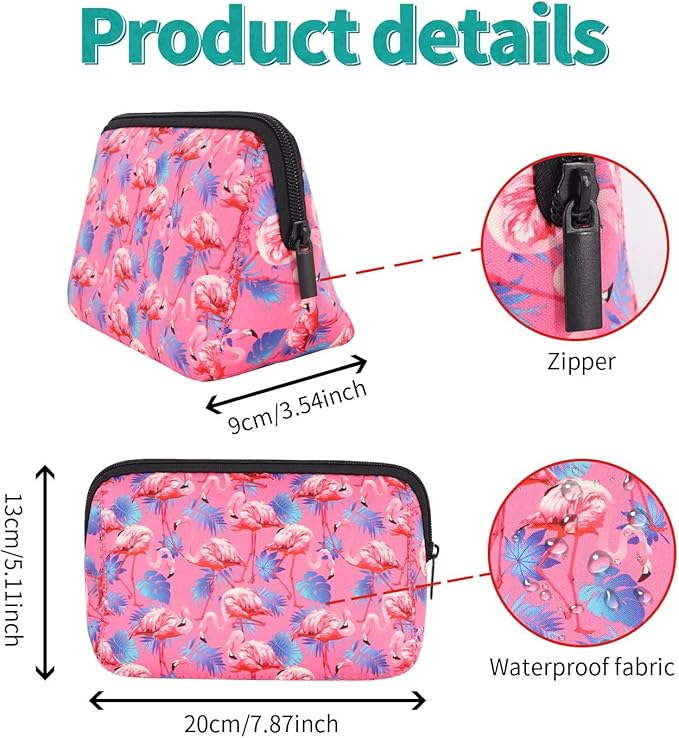 Cosmetic Bag Waterproof Neoprene Zipper Pouch Travel Portable Toiletry Makeup Bags Organizer Case for Women and Girls