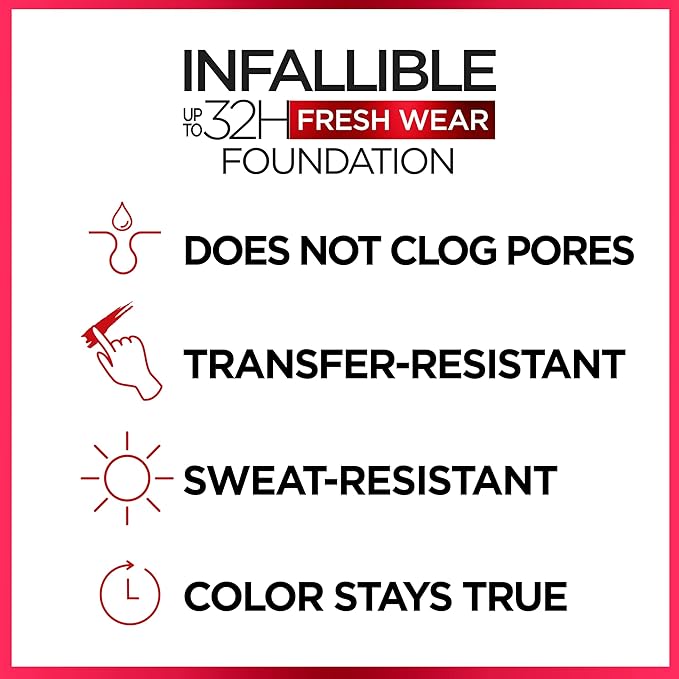 L'Oreal Paris Makeup Infallible Up to 32 Hour Fresh Wear Lightweight Foundation, 440 Natural Rose, 1 Fl Oz, Packaging May Vary
