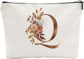 A-Z Boho Personalized Cosmetic Bag-Floral Cotton Letter Makeup Bag With Zipper-Artistic Cosmetic Bag For Travel-Bride,Birthday Gift For Women Daughter Friends-Women Makeup Organizer-A17