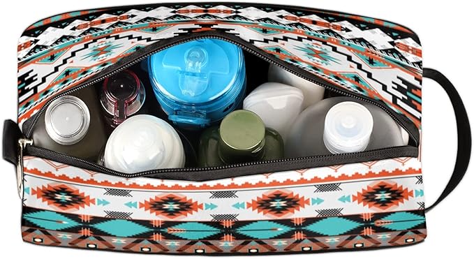 Aztec Ethnic Aztec Geometric Travel Toiletry Bag for Women Men Organizer Cosmetic Makeup Bag Waterproof Lightweight Shaving Bag Dopp Kit Large Capacity for Toiletries and Shaving Accessories