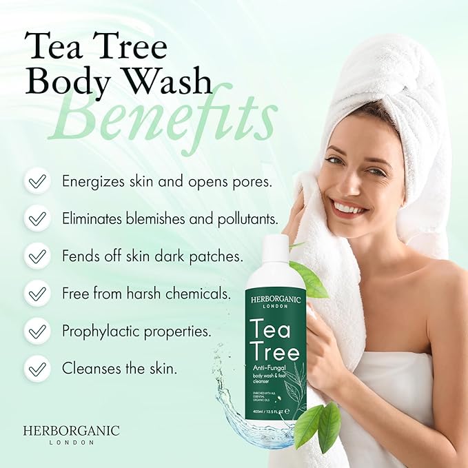 Tea Tree Body Wash - 400ml - Body Wash - Vegan, Odor and Foot Cleansing Shower Gel