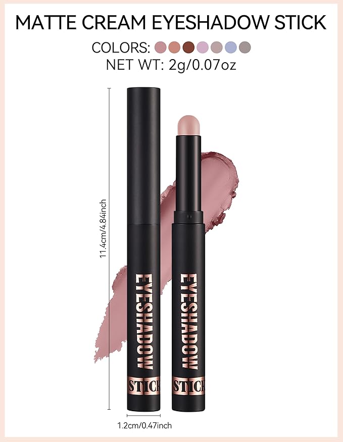 Erinde Waterproof Cream Eyeshadow Stick, Matte Nude Eye Shadow Sticks, Longwear Blendable High Pigmented, Neutral Eye Shadow Sticks Matte for Older Eyes, Smokey Eyeshadow Pencil Crayon, 19 Light Taupe