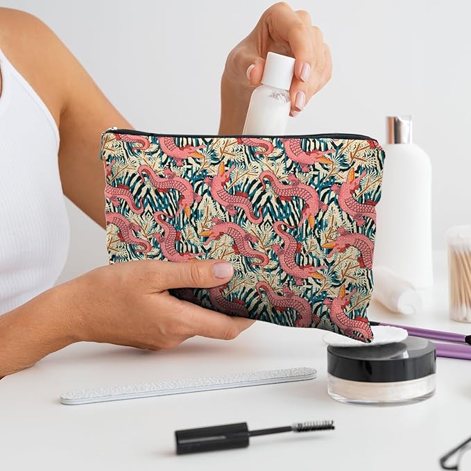 Pink Gator Makeup Bag - Alligator Gifts for Women, Cosmetic Bags & Toiletry Bags