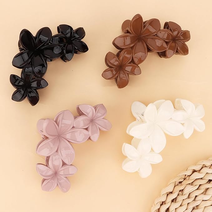 Hawaiian Flower Hair Clips Large Matte Hair Claw for Women Non-Slip Strong Hold Clips for Thick Hair Hair Accessories for Women and Girls