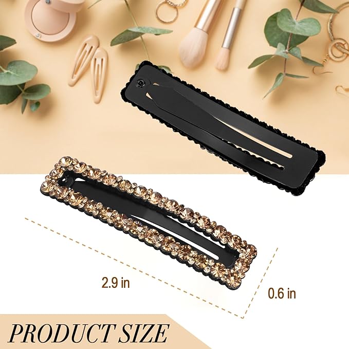 Rhinestone and Crystal Hair Clips 2-Pack, Sparkly Barrettes & Elegant Bling Accessories for Women & Girls(Set4)