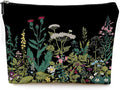 Small Makeup Bag for Purse Cute Canvas Waterproof Cosmetic Bags for Women Zipper Travel Toiletry Pouch-Wildflowers Makeup Bags