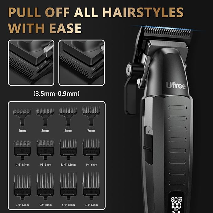 Ufree Professional Hair Clippers for Men, Clippers and Trimmers Set, Barber Clippers, Electric Beard Trimmer with Barber Bag, Gifts for Men，Gray