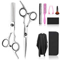 Fcysy Professional 10 Pcs Sharp Barber Hair Cutting Kit - Thinning Shears Set, Haircut Scissors & Hairdressing Shears with Accessories in Leather Case for Women, Men & Pet