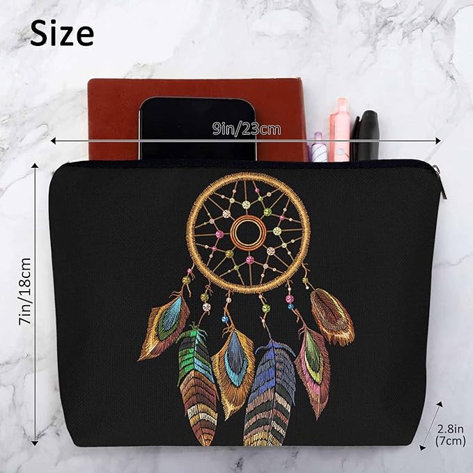 Woman Makeup Bag Dream Catcher, Native American Style Tribal Feathers Dream Catcher Makeup Bags Travel Cosmetic Bags Toiletry Makeup Organizer Pencil Pouch Cosmetic Bag For Owners Lady