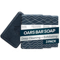Oars + Alps Blue Charcoal Exfoliating Men's Bar Soap, Dermatologist Tested and Made with Clean Ingredients, Travel Size, 3 Pack, 6 Oz Each