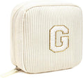 LETGO Birthday Gifts for Women Small Personalized Initial Monogram Makeup Bag,Preppy Corduroy Makeup Bags Travel Toiletry Bag Cute Pouch Purse for Her Mom Girlfriend Wife Sister Teacher Bridesmaid