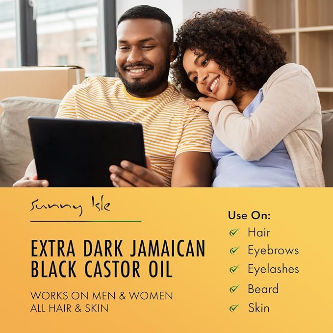 Sunny Isle Extra Dark Jamaican Black Castor Oil 2oz | 100% Natural High Potency Treatment for Hair, Scalp and Skin