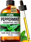 KUKKA Peppermint Essential Oils - 4 Fl Oz - for Hair, Skin, Diffuser, Aromatherapy & DIY Soap Making Scent