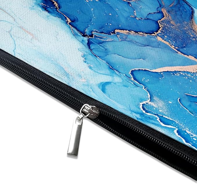 Small Makeup Bag for Purse Cute Canvas Waterproof Cosmetic Bags for Women Zipper Travel Toiletry Pouch-Blue Marble Makeup Bags