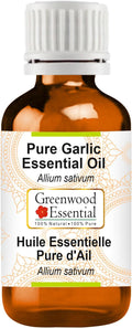 Greenwood Essential Garlic Essential Oil (Allium sativum) Pure | Non-Sticky | Non-Greasy | Lightweight | Men & Women | All Skin Types | Steam Distilled 10ml (0.33 oz)