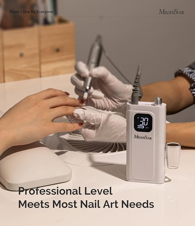 MelodySusie Professional Rechargeable Nail Drill 30000 RPM, Electric Nail File for Shaping, Removing & Polishing Gel Nails, Lightweight & Easy to Use, Ideal for Home & Salon Manicure Pedicure, SC300F