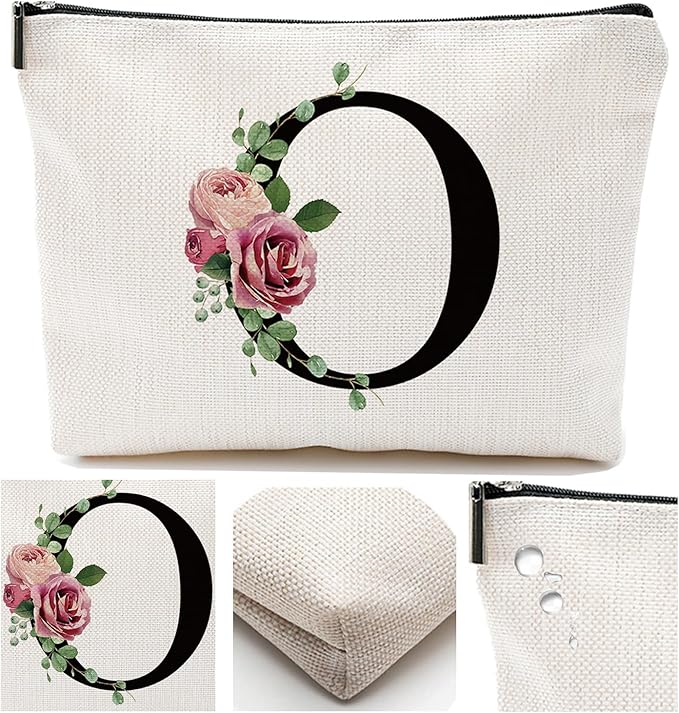 A-Z Personalized Makeup Bag, Monogrammed Bridesmaid Presents Cosmetic Bag, Portable Stationary Storage Organizer, Friendship Travel Makeup Bags