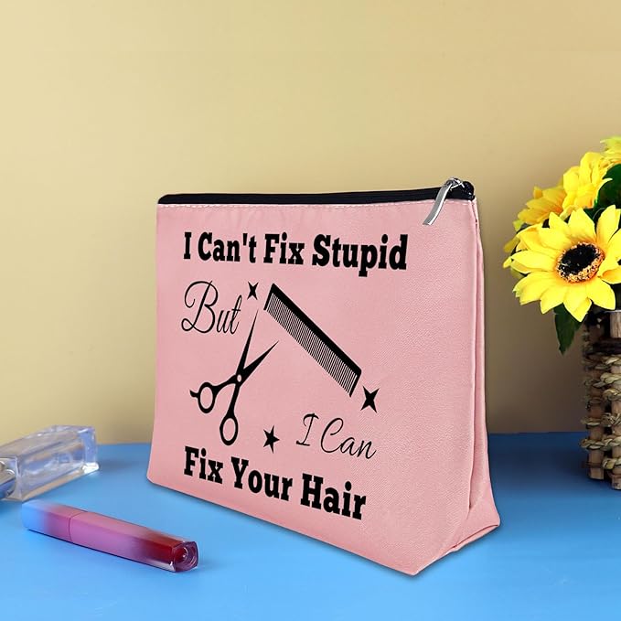 Hairdresser Gifts Hair Stylist Makeup Bag Hair Dresser Cosmetic Bags for Women Hairstylist Funny Gift for Hairdresser Purple Cosmetic Pouch Travel Makeup Case Christmas Graduation Birthday Present