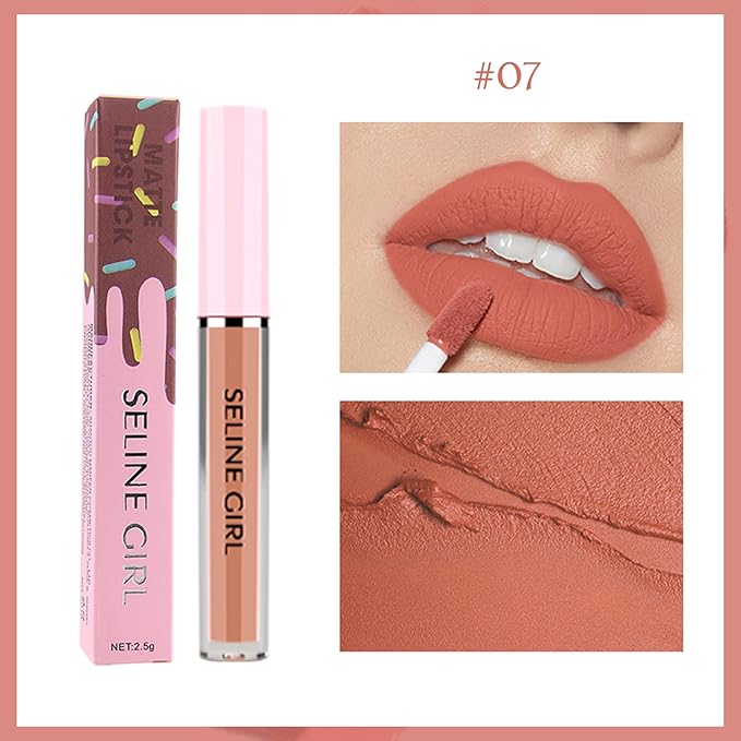 Matte Lip Gloss, Lip Gloss Silky Smooth Finish, Lipgloss Makeup Colorful and Creamy Texture, Lipstick for Every Occasion, Lip Oil Moisturizing and Hydrated #07