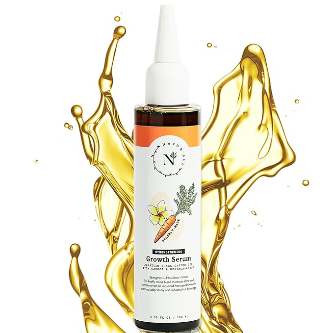 Naturall Jamaican Black Castor & Carrot Serum - 100% Natural Growth Serum for Curly, Dry & Damaged Hair - Silicone-Free Hair Strengthener (100ml)