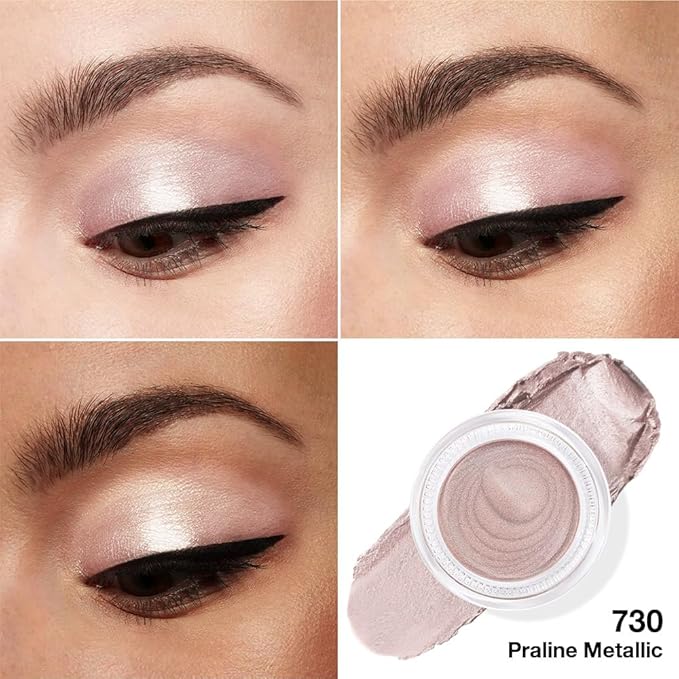 Cream Glitter Light Champagne Shimmer Metallic Eyeshadow Palette Makeup For Mature Women, Mini Instant Holographic Eyeshadow, Sombras Crema Para Ojos, Talc, Paraben & Cruelty Free, 730