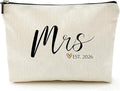 ancpeany Mrs Bride Makeup Bag for Women, Washed Double-sided Printied Waterproof Linen Small Cosmetic Travel Pouch (Mrs 2026)