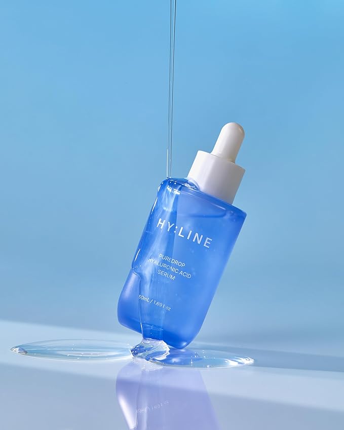 HYLINE Puredrop Hyaluronic Acid Serum | 10D Hyaluronic Acid for Deep Hydration | Niacinamide, Panthenol, Allantoin | Vegan Korean Facial Serum for Dry & Sensitive Skin | 1.69 fl. oz (50ml)