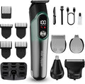 RUIBO Hair Clippers for Men Professional 5 in 1 Cord/Cordless Beard Nose Ear Body Grooming Hair Clipper Trimmer with Smart Charge Technology (Green)