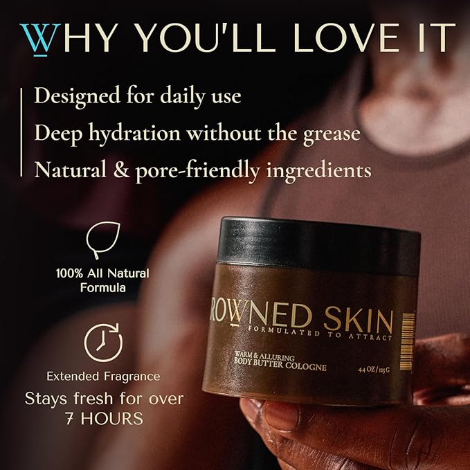 Crowned Skin Reign Body Butter Cologne for Men | Fresh & Nautical | Scented with Pink Pepper & Bergamot | Infused with Natural Shea & Mango Butters | Moisturizing with All-Day Fragrance | 4.4oz