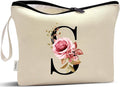 Vavabox A-Z Personalized Makeup Bag, Birthday Gifts for Women Mom, Gifts for Best Friend, Bride Bridesmaid Cosmetic bag (S, Yellow)