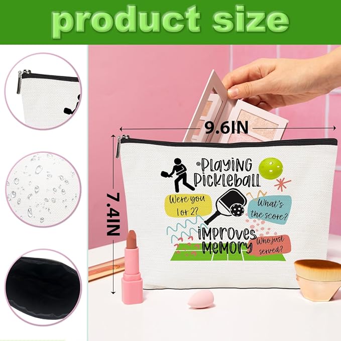 2pcs Pickleball Gifts Makeup Bag, Ball Player Cosmetic Bag Ball Lover with Zipper Pouch Accessories Pickleball Lover Gifts for Women Girls Fans Player Mom Friendship Travel Cosmetic Pouch