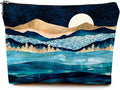 Cute Makeup Bag for Purse Canvas Waterproof Funny Cosmetic Bags for Women Zipper Travel Toiletry Pouch-Mountain Moon Lake Makeup Bags