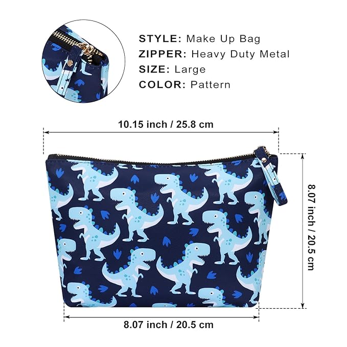 Travel Cosmetic Bag Anti-water Makeup Case Small Pouch Gift Women, Dinosaur