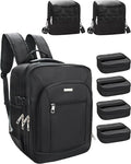 TANTO Makeup Backpack Makeup Artist Bag Professional Extra Large Cosmetic Bags Travel Train Case Storage Organizer Double-Layer Cosmetic Case with 4 Pouch and 2 Brush Bag (Black, Three)
